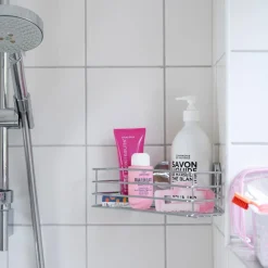 Beslagsboden duschkorg hörn självhäftande, rostfritt stål