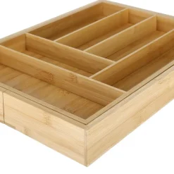 Besticklåda bambu, justerbar bredd, 33,2-56 x 46 x 6 cm