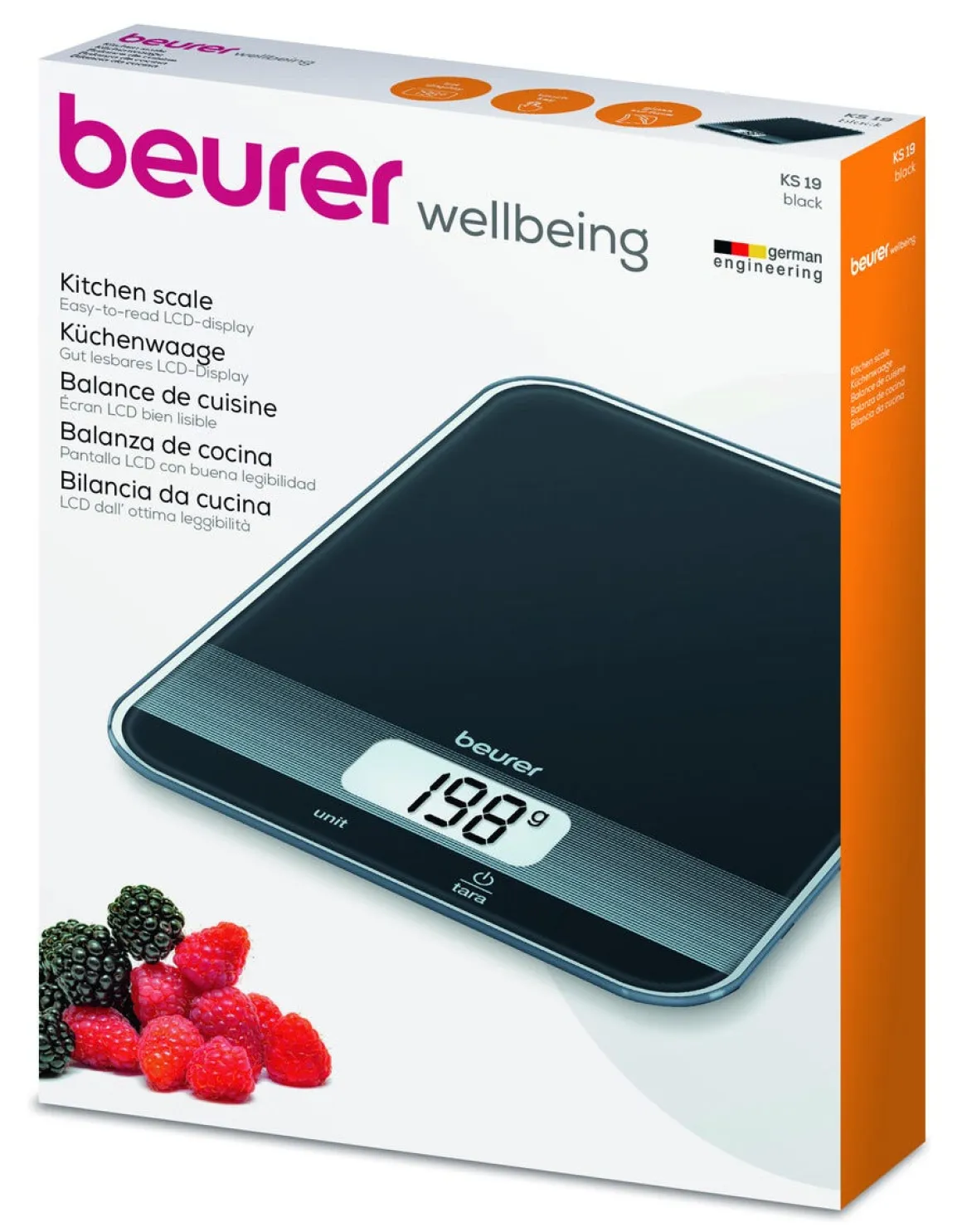 Beurer KS 19 digital köksvåg med glasplatta, upp till 5 kg