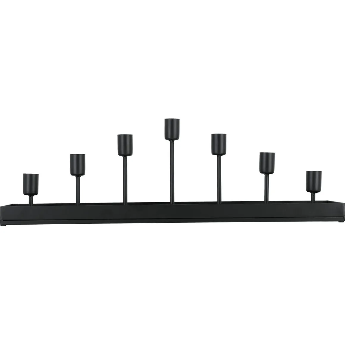 Bordsljusstake lång, 7 ljus svart metall, 51,5 cm