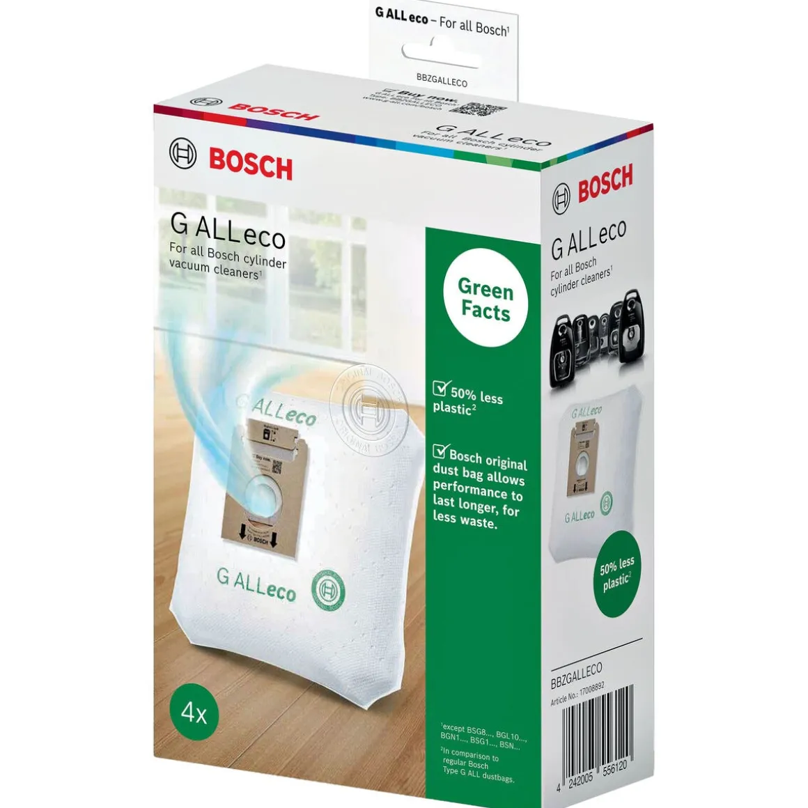 Bosch G ALL Eco dammsugarpåsar, 4-pack