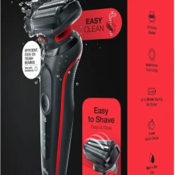 Braun Series 5 51-R1000s röd, rakapparat Wet & Dry