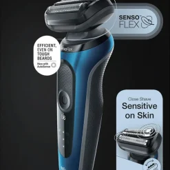 Braun Series 6 61-B1000s blå, rakapparat Wet & Dry