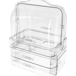 Bärbar sminkförvaring med lådor, display, klar plast