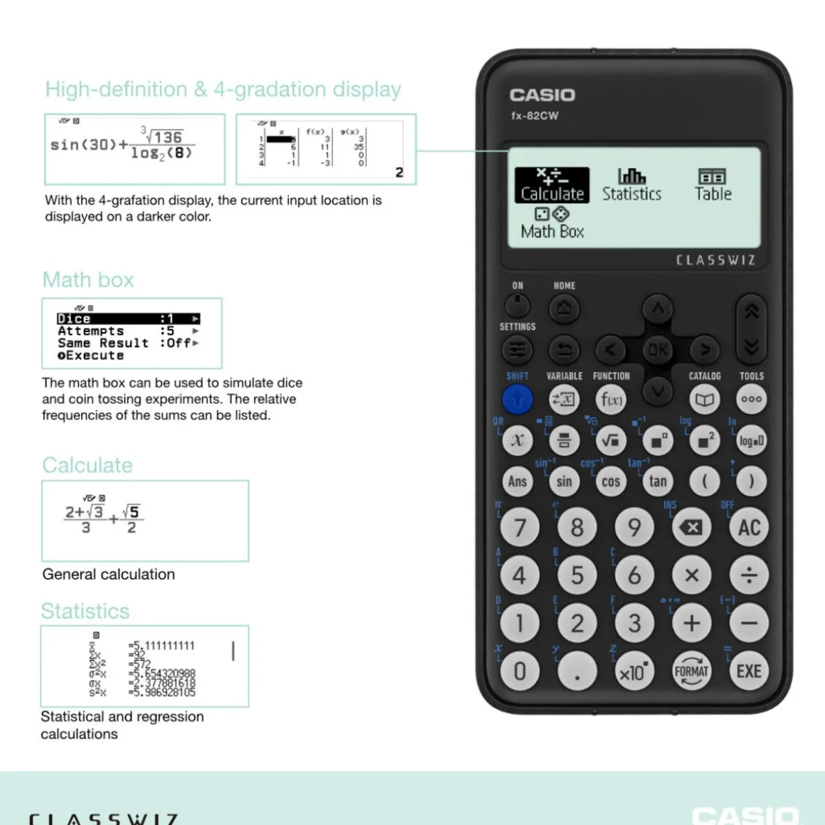 Casio FX-82CW ClassWiz miniräknare grundskola / gymnasiet