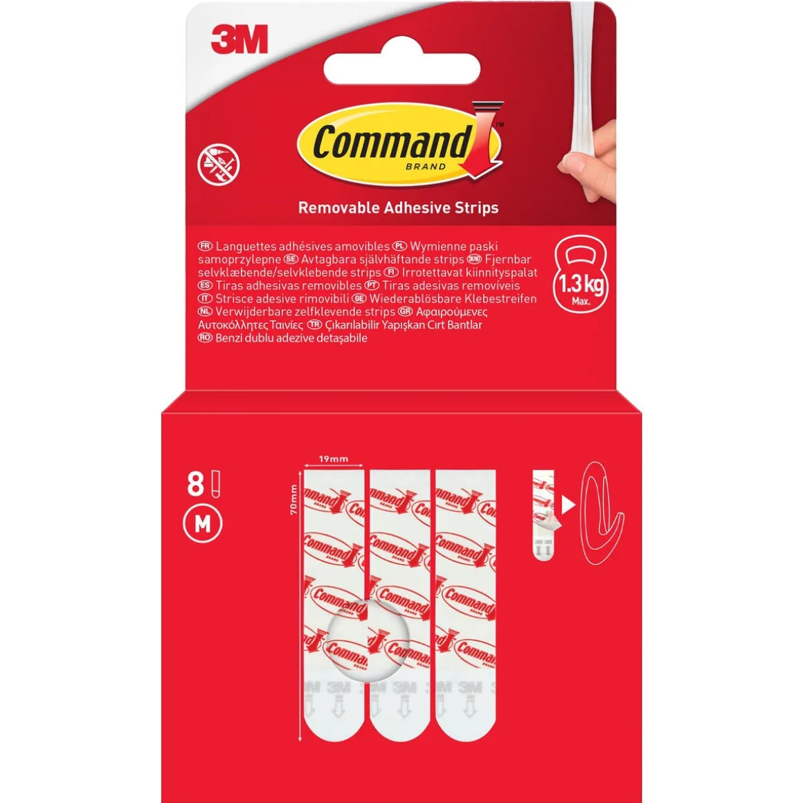 Command självhäftande strips M, universal, 1,3 kg, 8-pack