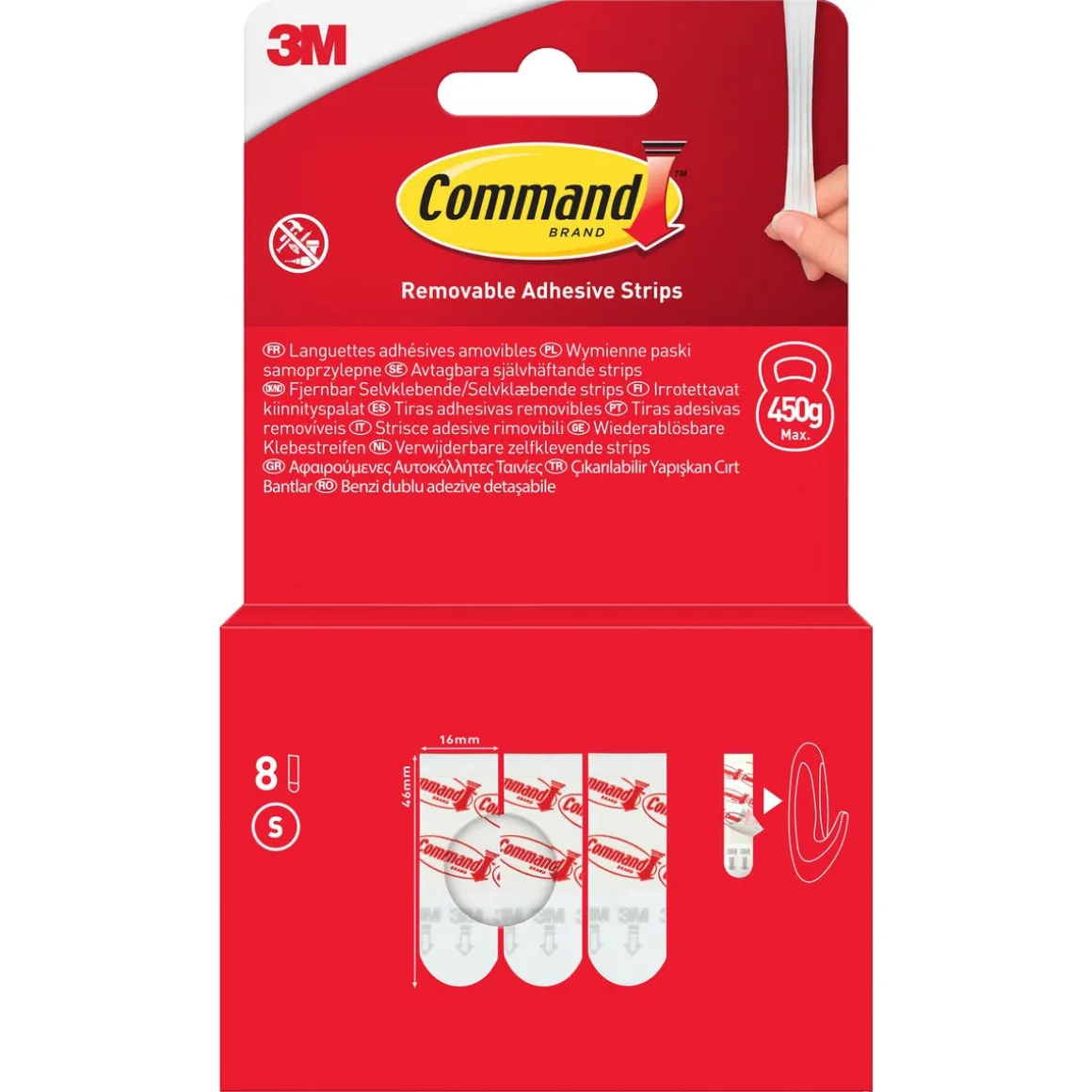 Command självhäftande strips S, universal, 450 gram, 8-p