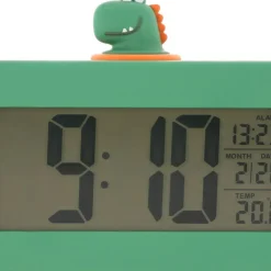 Digital väckarklocka för barn, dinosaurie, grön