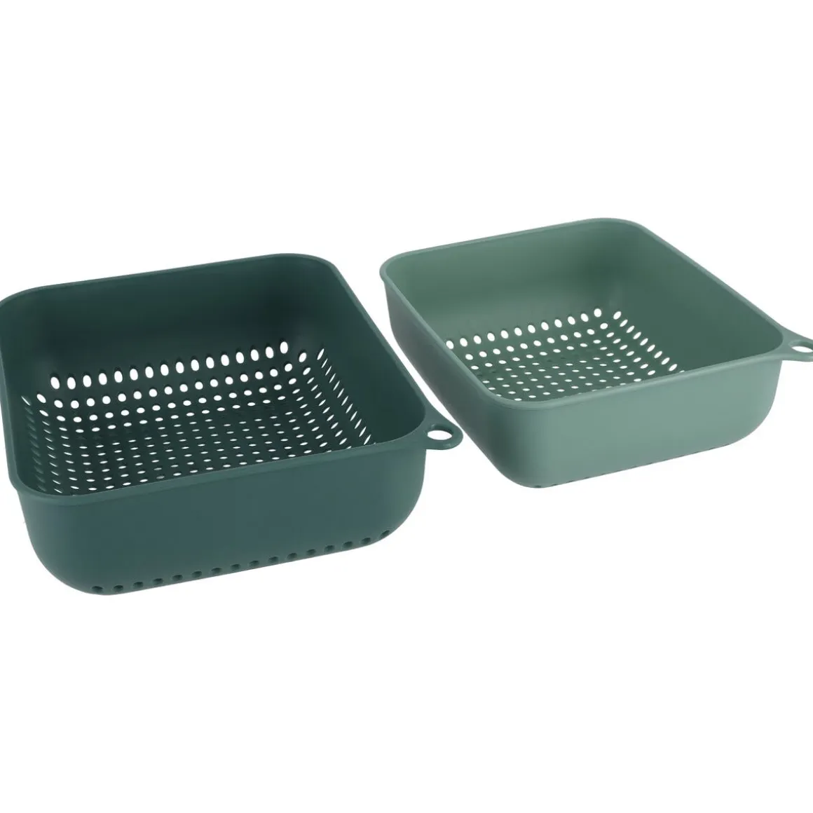 Durkslag av plast, set med 2 olika storlekar, gröna