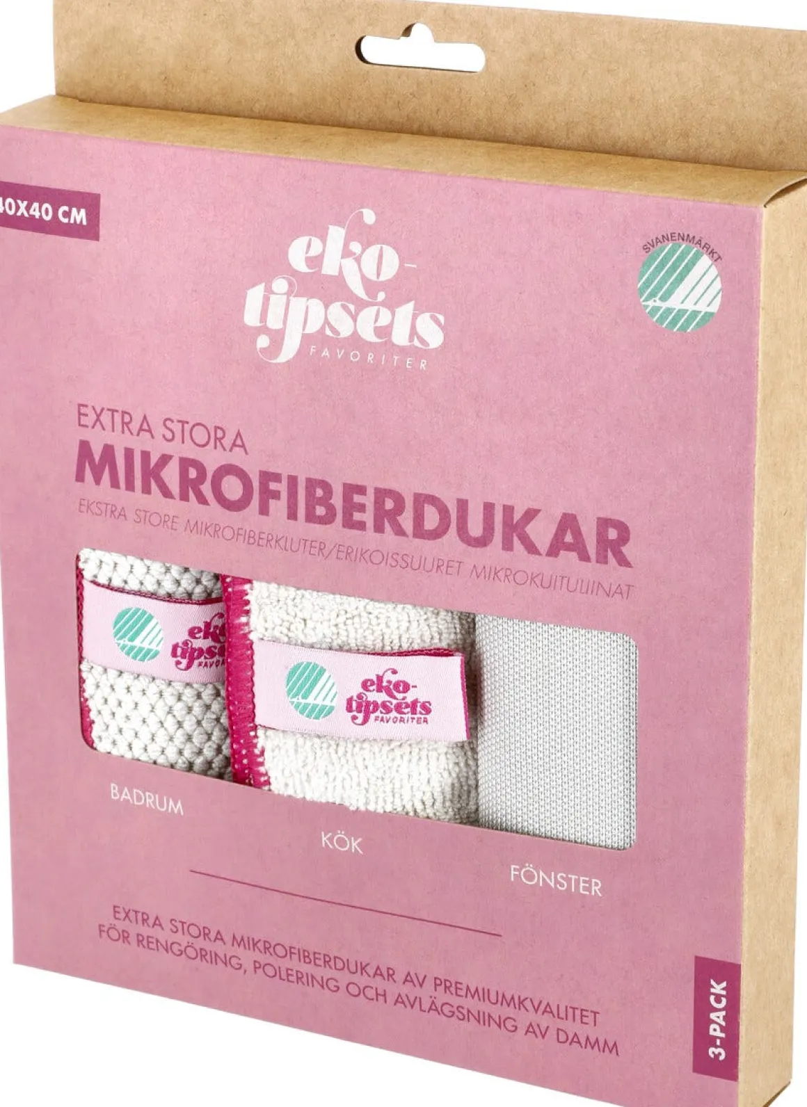 Ekotipset mikrofiberdukar extra stora, 3-pack