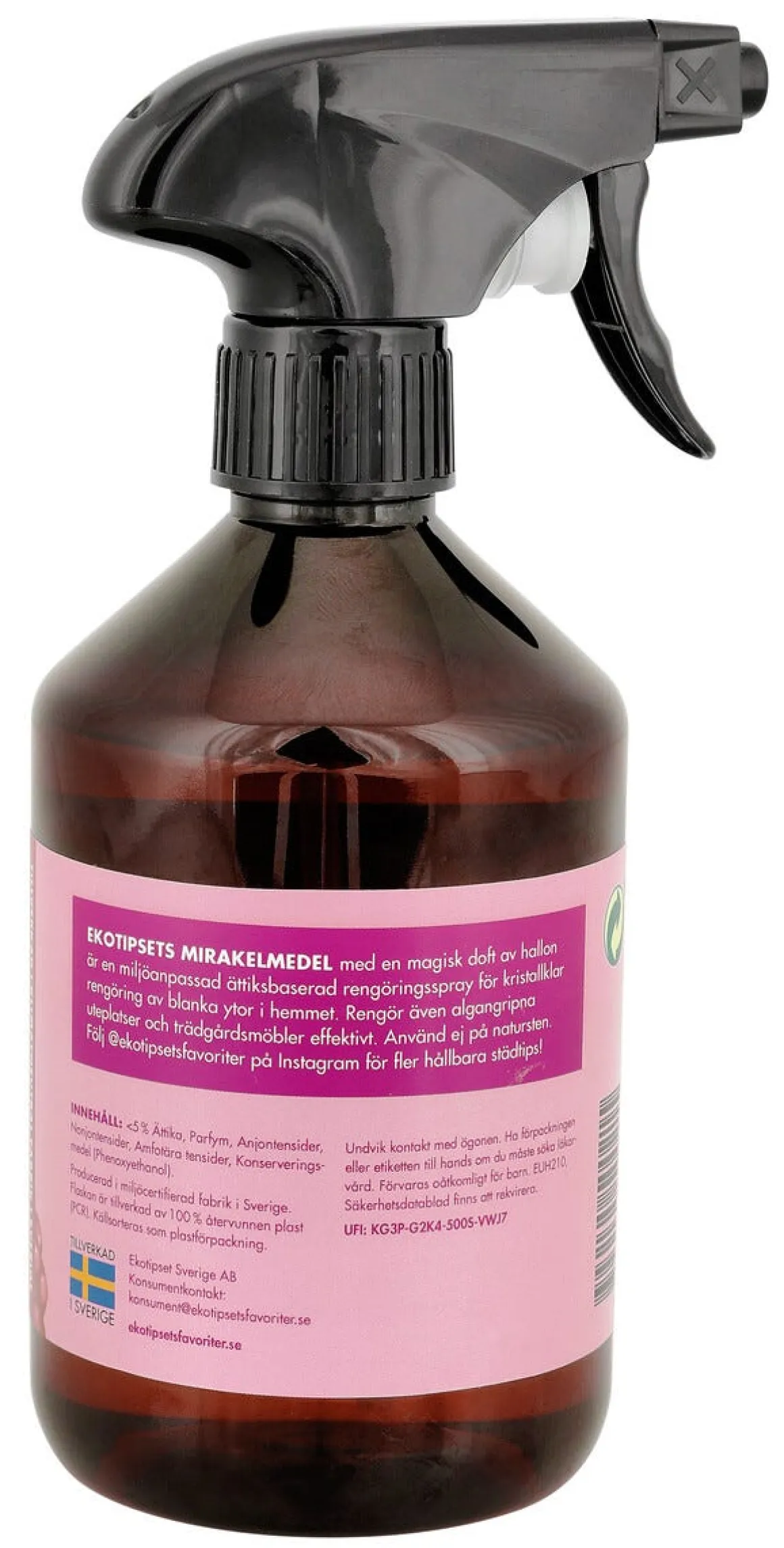 Ekotipset Mirakelmedel rengöringsspray hallon, 500 ml