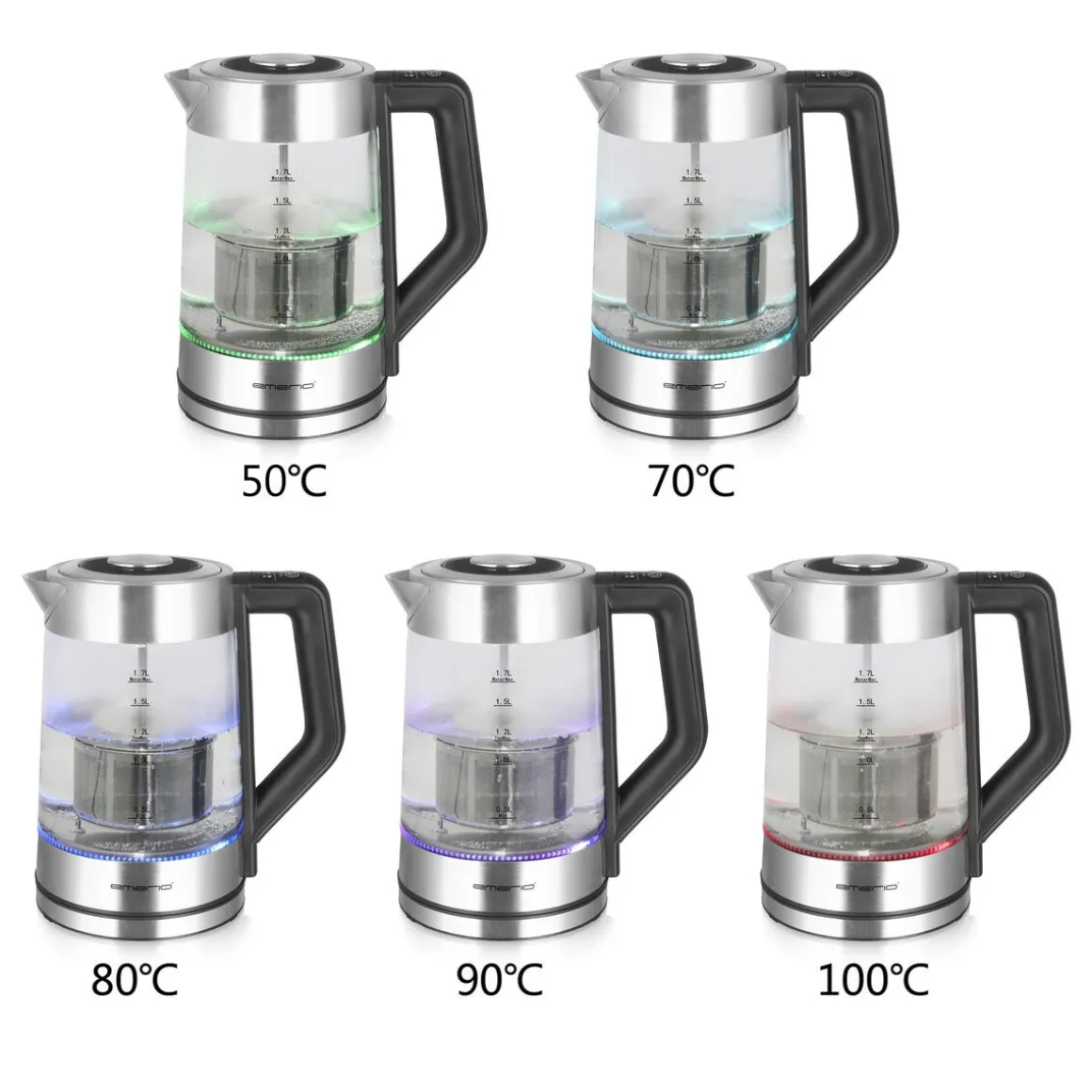 Emerio vattenkokare med tesil, temperaturval 1,7 l WK-122730