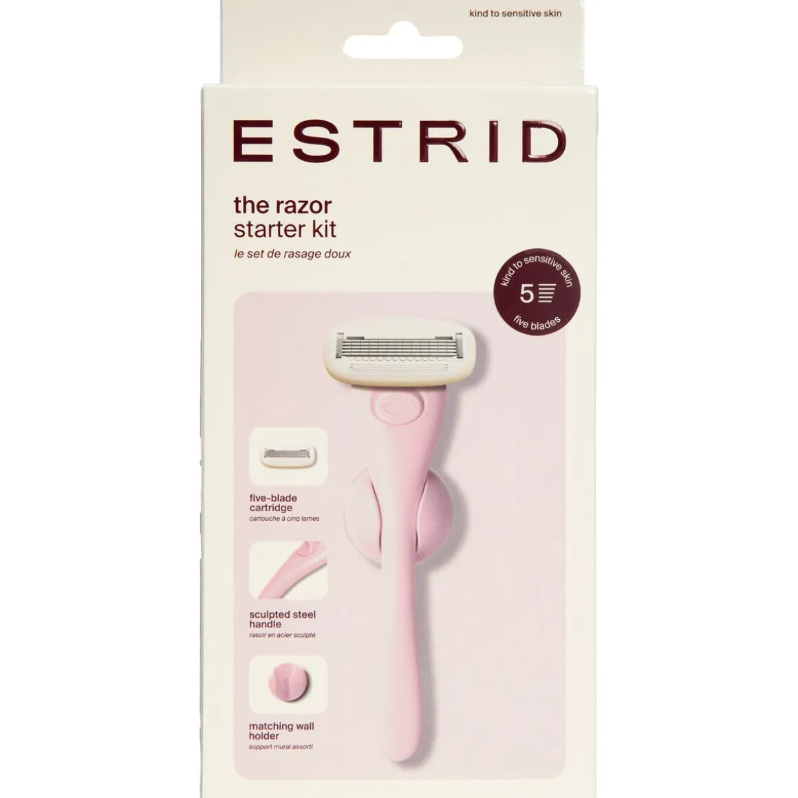 Estrid rakhyvel startkit med vägghållare och rakblad