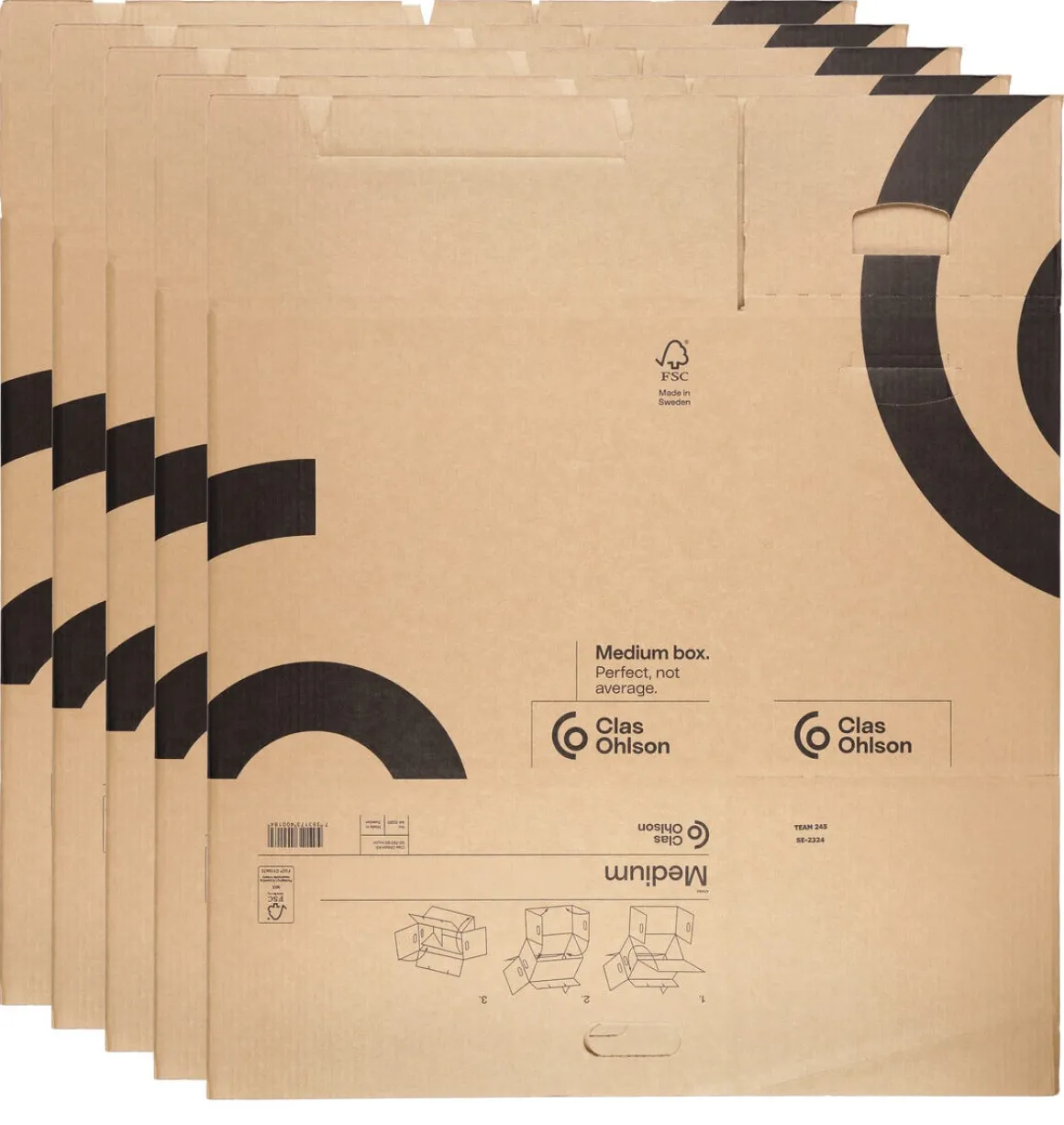 Flyttlåda med handtag, medium 51 x 30,5 x 44,5 cm, 5-pack