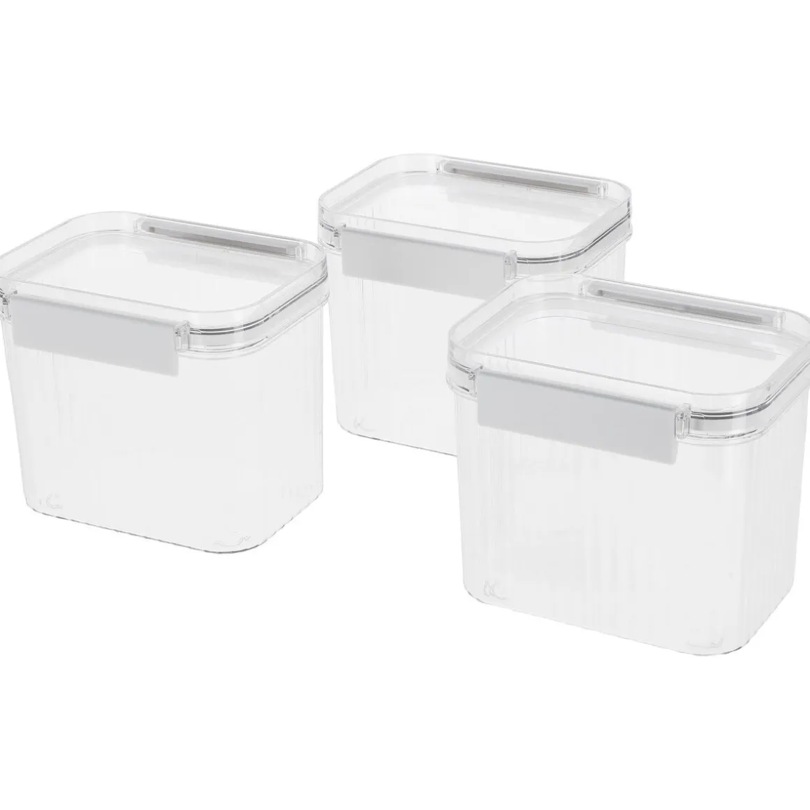 Förvaringsburkar plast, stapelbara, 0,8 l, 3-pack