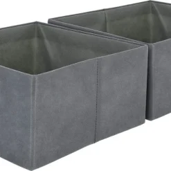 Förvaringslåda grå, vikbar, 2-pack