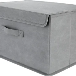 Förvaringslåda med lock grå, vikbar