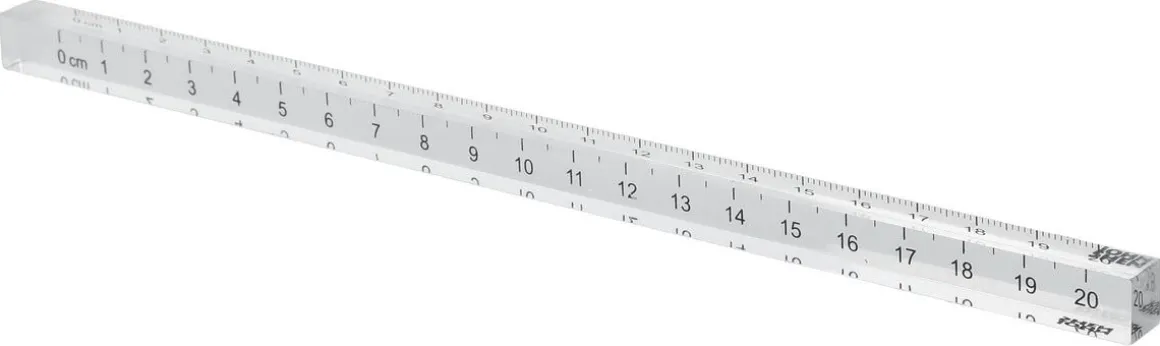 Fyrkantig linjal, transparent plast, 20 cm