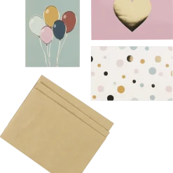 Grattiskort kalas 10 x 15 cm med kuvert, 3-pack