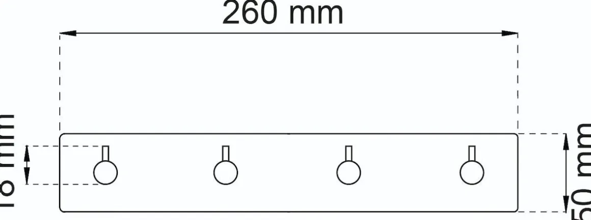 Habo Flair självhäftande kroklist 4 krokar, metall