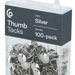 Häftstift för anslagstavlor och vägg, silver, 100-pack
