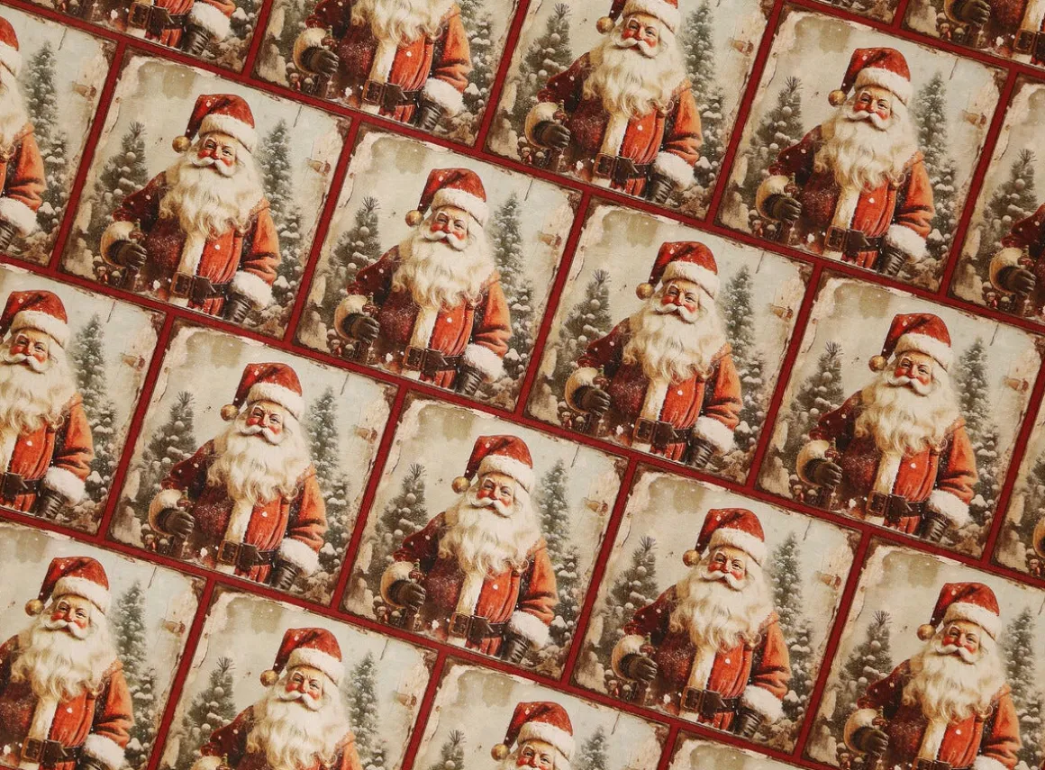 Julpapper gammaldags med tomtar, 4 m x 70 cm
