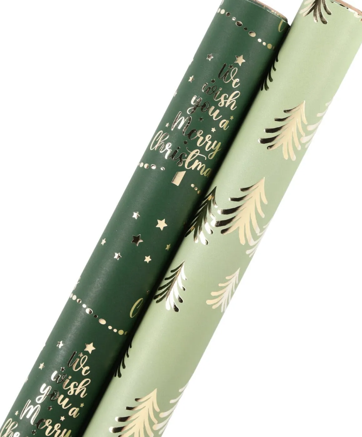 Julpapper premium grönt och guld 70 cm x 3 m 2-pack