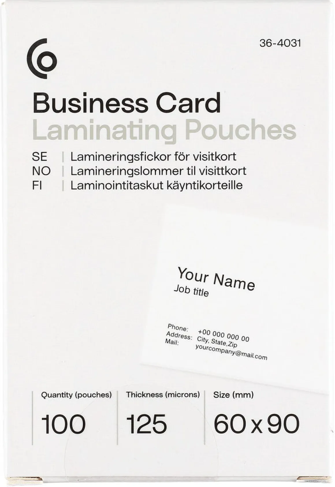 Lamineringsfickor för visitkort Exibel