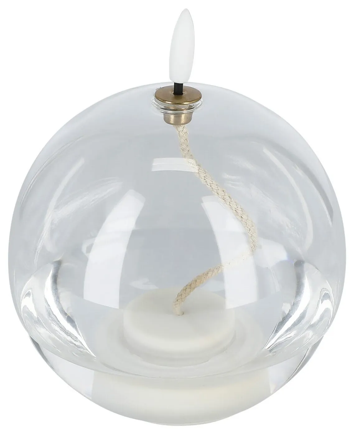 LED-ljus i form av en oljelampa, transparent glas