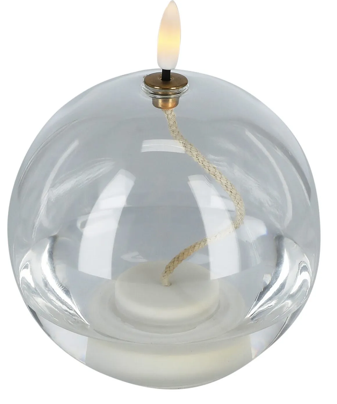 LED-ljus i form av en oljelampa, transparent glas