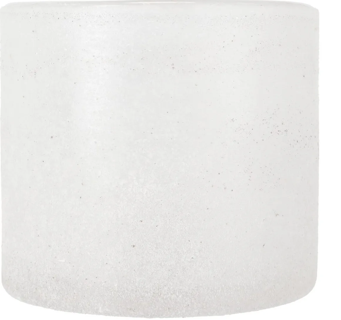 Ljuslykta i frostat glas, vit
