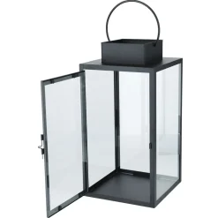 Lykta med handtag svart metall