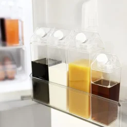 Mjölkkartong av plast, plastflaska med skruvkork