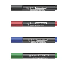 Märkpenna permanent svart, blå, röd, grön, 4-pack