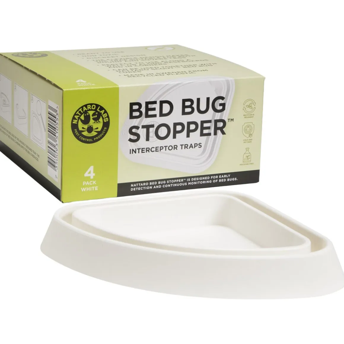 Nattaro Bed Bug Stopper fälla mot vägglöss sängben, 4-pack