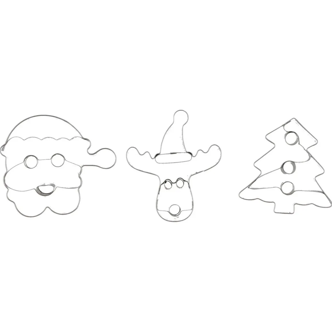 Pepparkaksformar, tomte, gran och julren, 3-pack