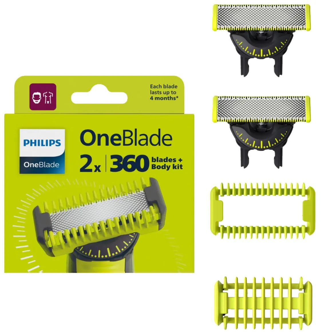 Philips OneBlade 360 Body kit utbytesblad 2-pack, QP624/50