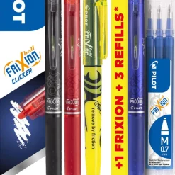 Pilot Frixion Clicker 3-pack med refill och överstrykningspenna