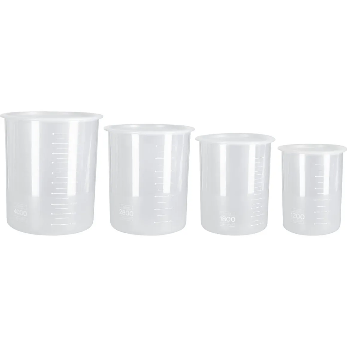 Plastburkar med lock och volymmarkering, 4-pack