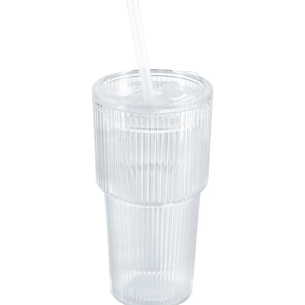 Plastmugg med lock och sugrör, 550 ml