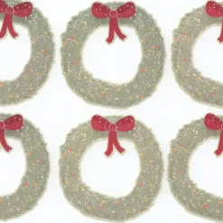 Presentetiketter julmotiv krans 6-pack
