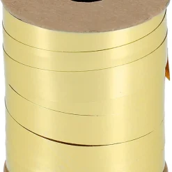 Presentsnöre på rulle, plast, guld, 20 m