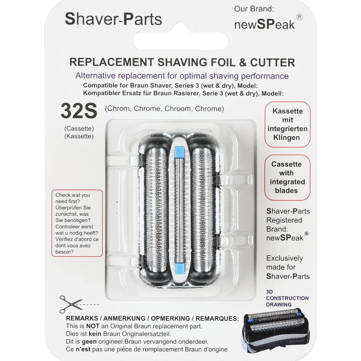 Rakhuvud 32S till rakapparat Braun Series 3