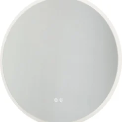 Rund badrumsspegel med dimbar belysning, vit, 60 cm
