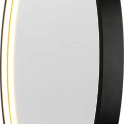 Rund badrumsspegel med dimbar belysning, svart, 60 cm