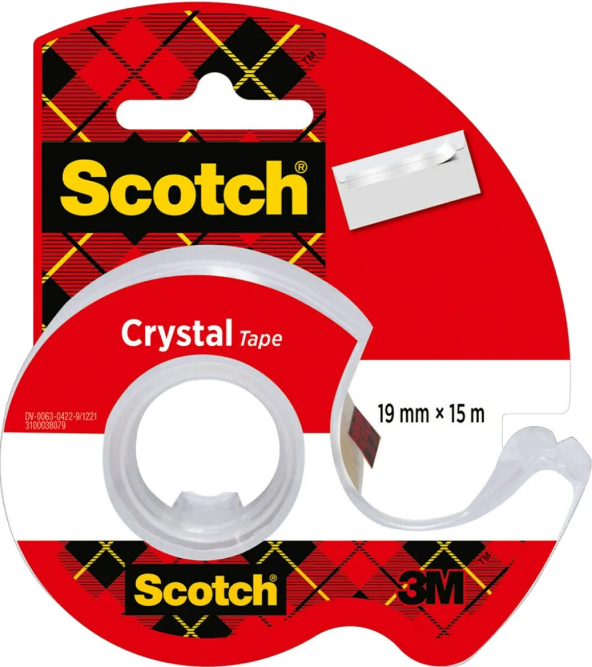 Scotch Crystal tejphållare med klar tejp, 15 m