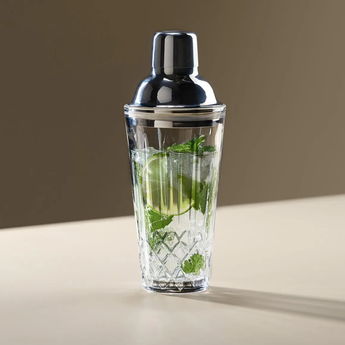 Shaker drink och cocktail, glas och rostfritt stål, 400 ml