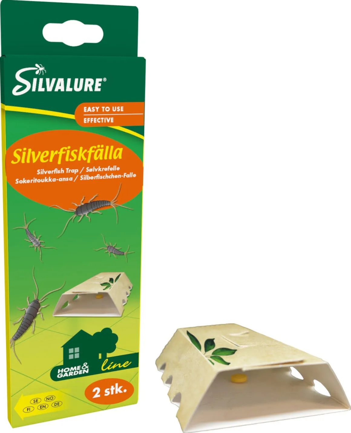 Silvalure silverfiskfälla med bete och lim, 2-pack