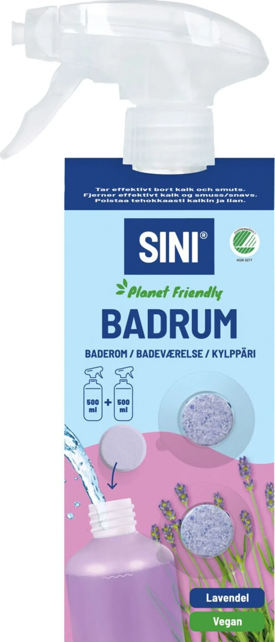 Sini badrumsrengöring sprayflaska och 2 tabs, startset