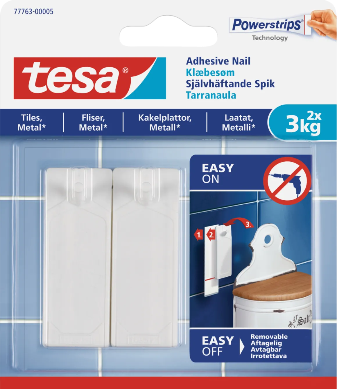 Självhäftande spikar Tesa, 2-pack
